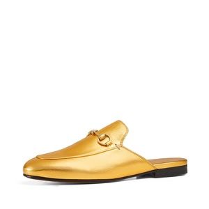 GUCCI PRINCETOWN METALLIC LEATHER SLIIPER WOMEN